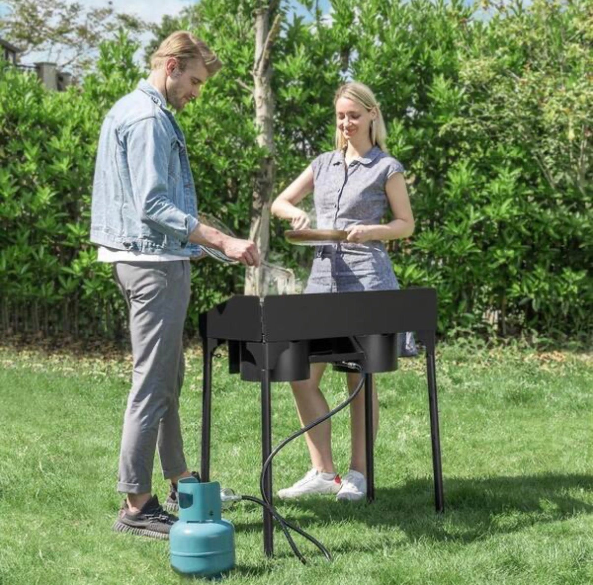 Outdoor Built-In Double Side Burner Stove