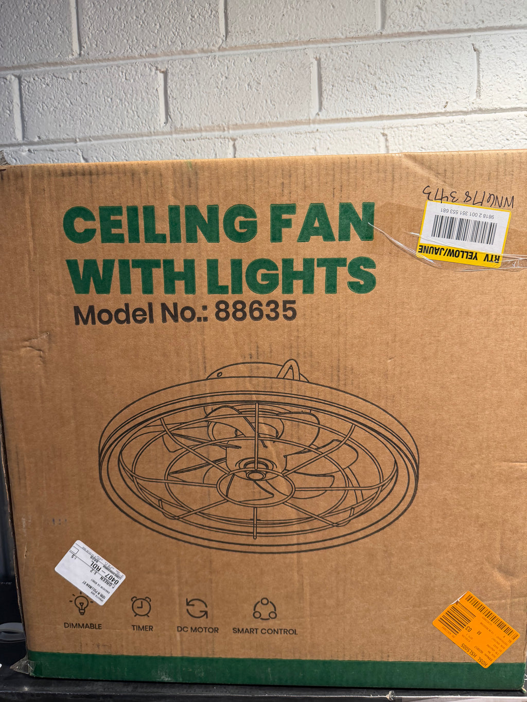 19 in. Modern Farmhouse Ceiling Fan with Light