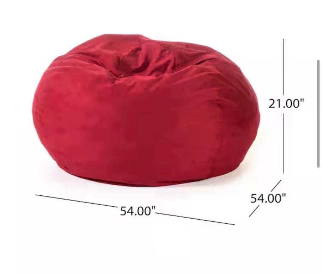 5 ft. Chinese Red Suede Microfiber Double-Stitched Bean Bag