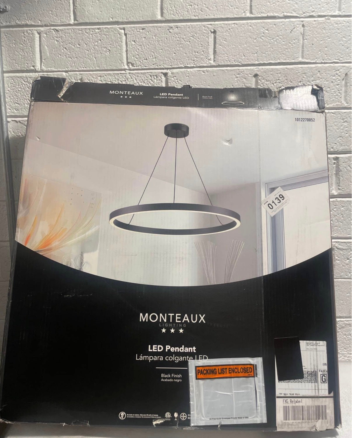 24 in. Integrated LED Black Circular Ring Pendant Light