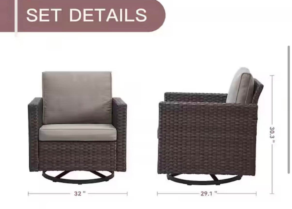 Patio Brown Wicker Outdoor Rocking Swivel Chair