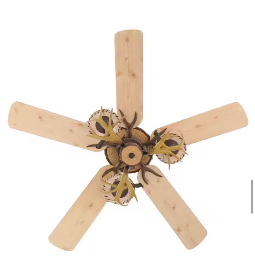 Lodge 52 in. LED Nutmeg Ceiling Fan with Light