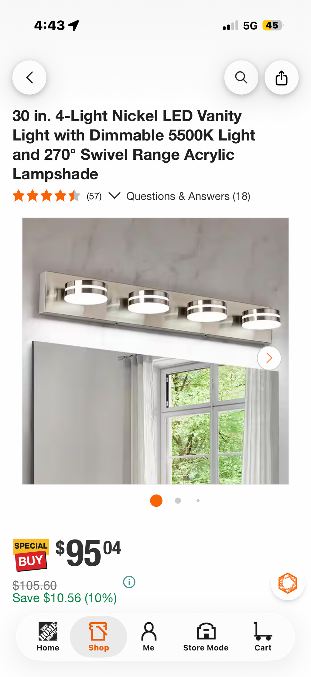 4-Light Nickel LED Vanity Light
