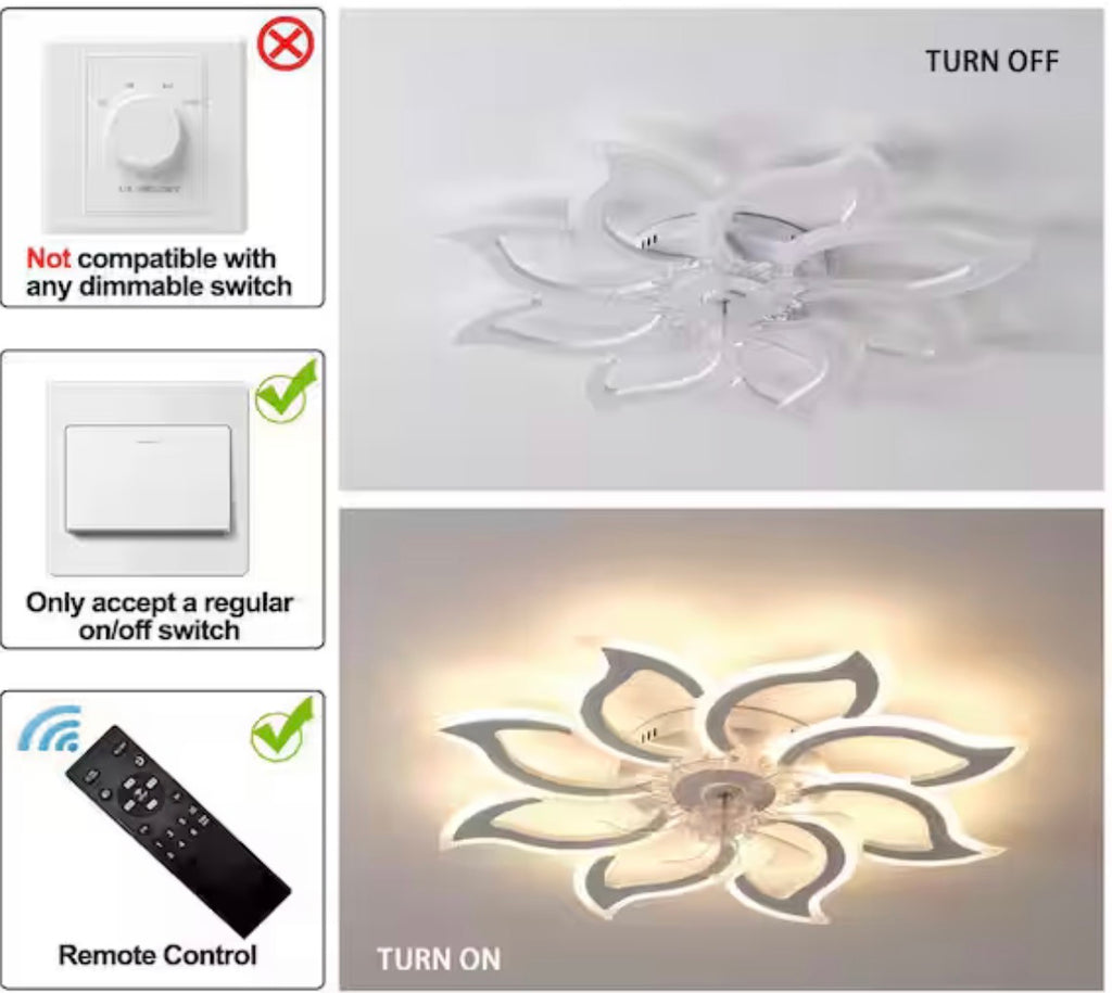 37.4 in. Flush Mount Ceiling Fan with LED Light