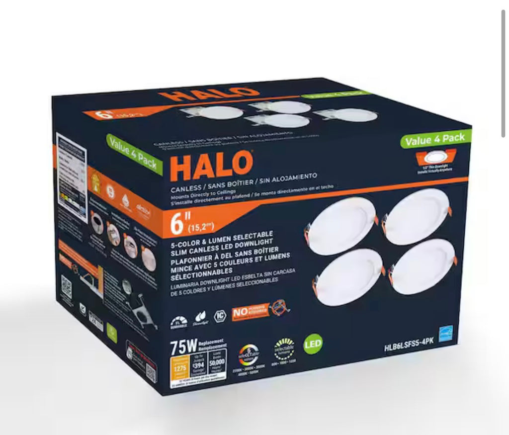 Halo 6" Slim Canless LED Downlight 4-Pack