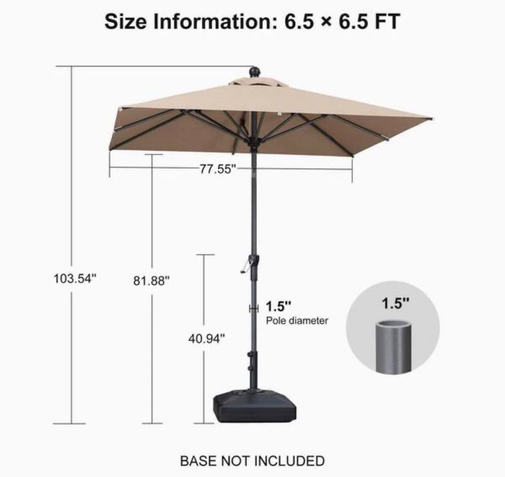6.5 ft. Square Aluminum Crank and Tilt Outdoor Patio Market Umbrella