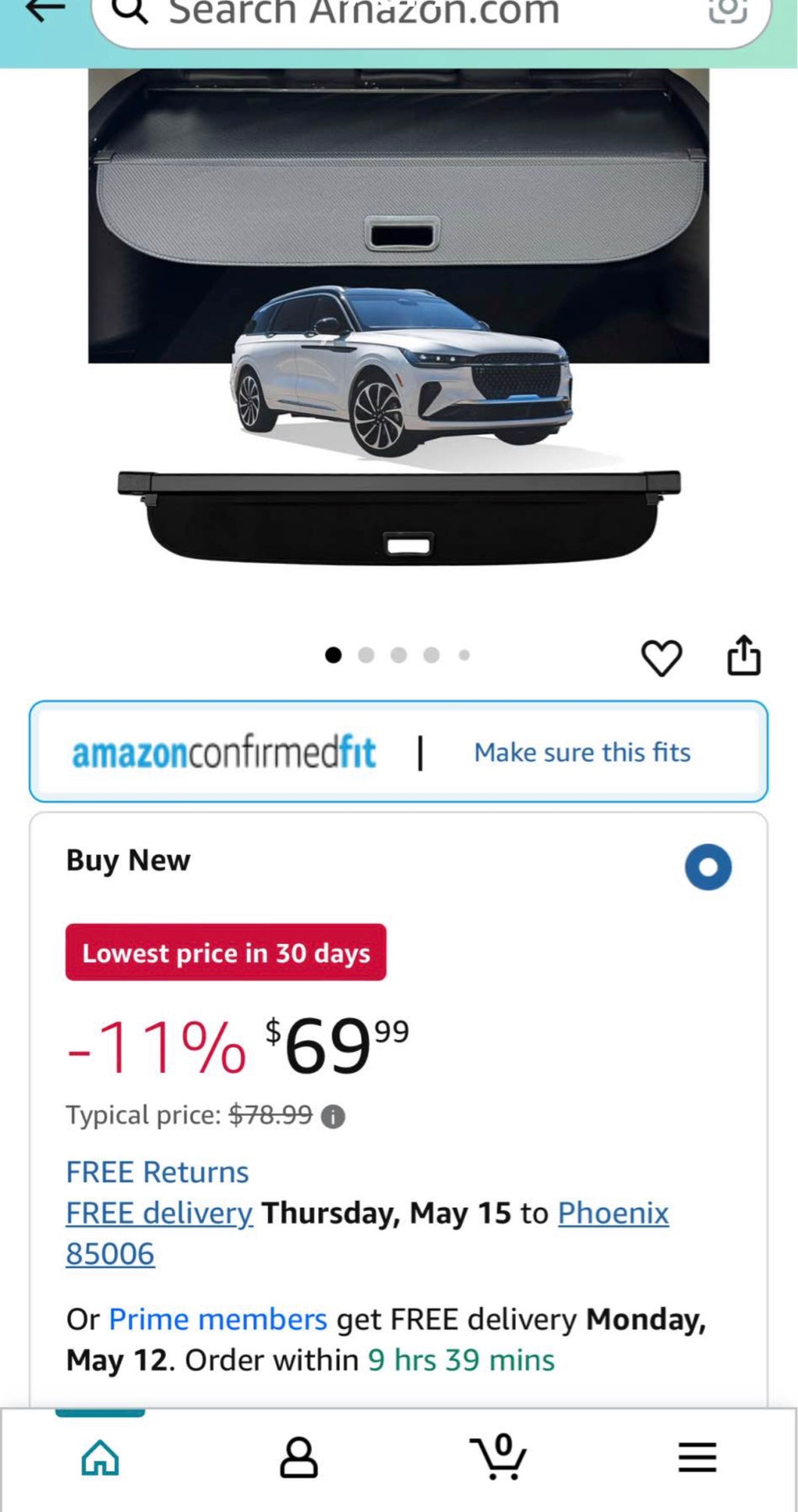 Cargo Cover for 2025 2024 Lincoln Nautilus