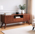 Mid Century Modern TV Stand Fluted Design with Storage Cabinet and Drawer