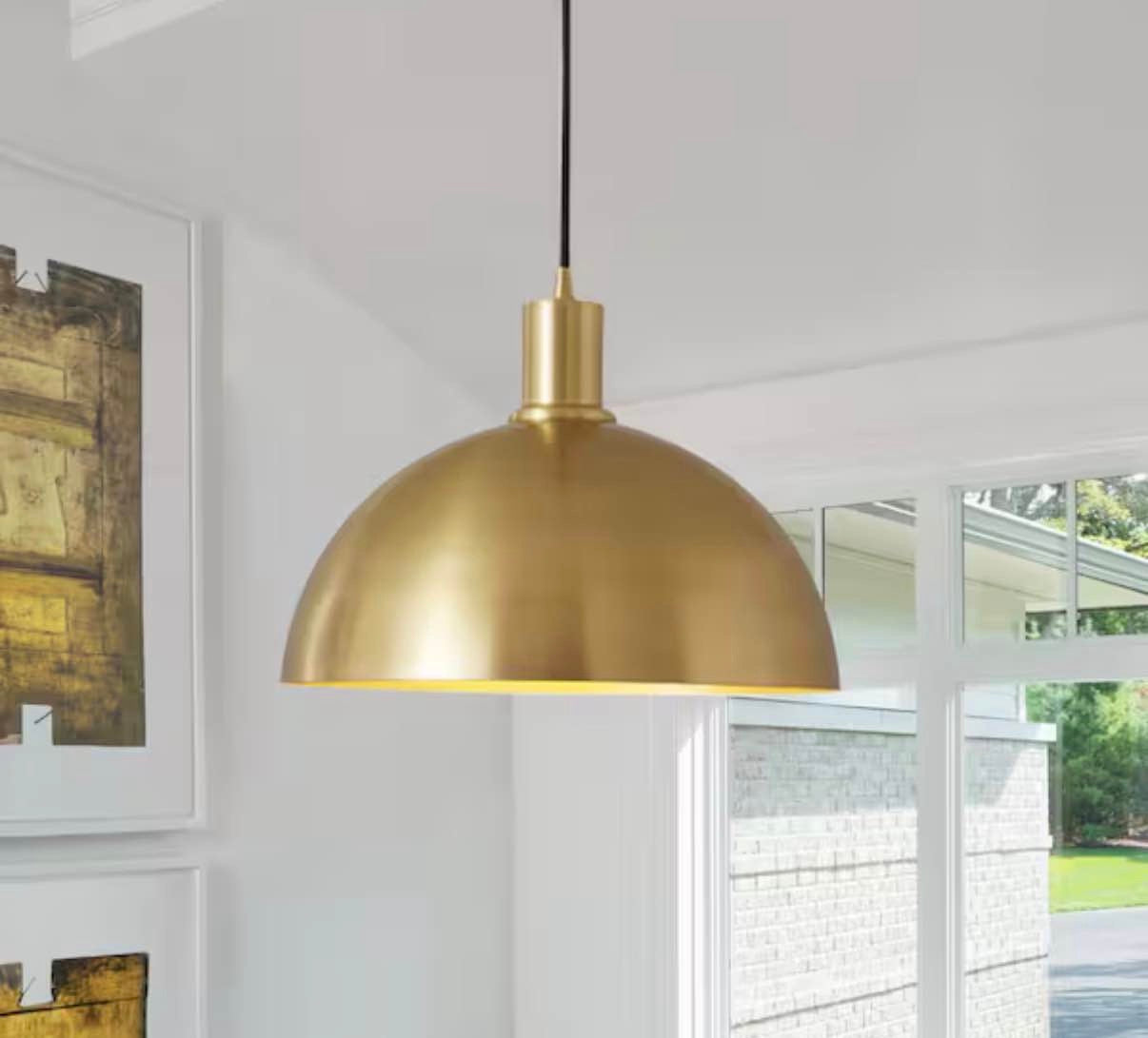 Kateo 1- light Single Brass Metal Dome Pendant - 12 in