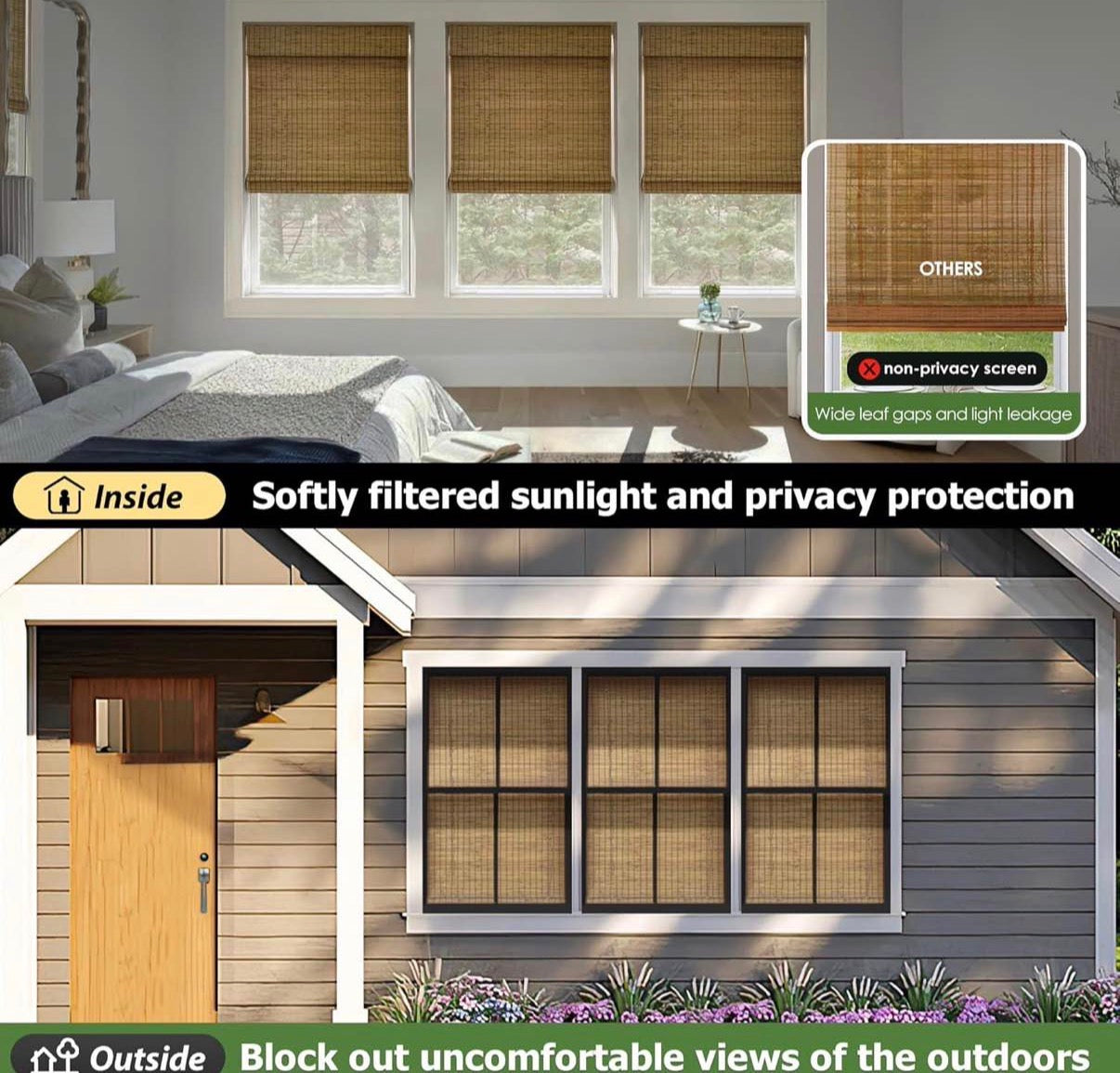 Cordless Bamboo Roman Shades
