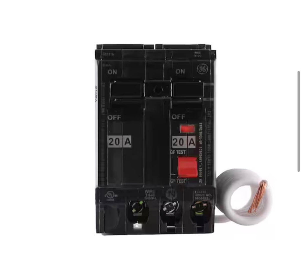 20 Amp Double Pole Ground Fault Breaker with Self-Test