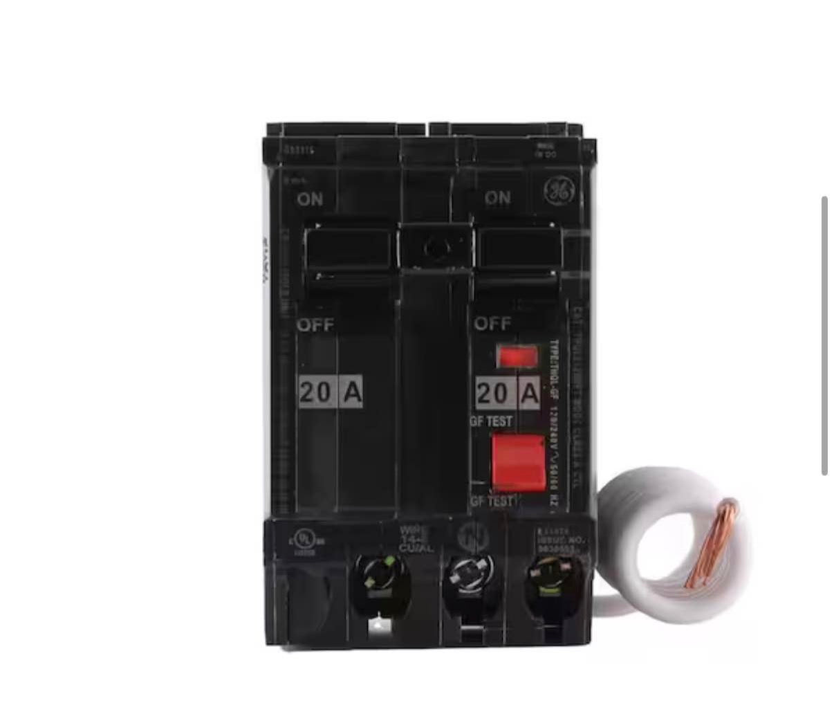 20 Amp Double Pole Ground Fault Breaker with Self-Test