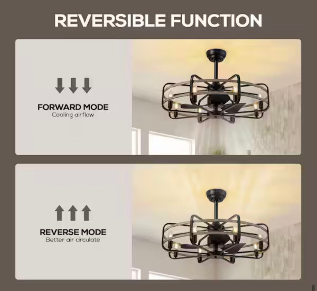 30 in. Black Caged Chandelier Ceiling Fan