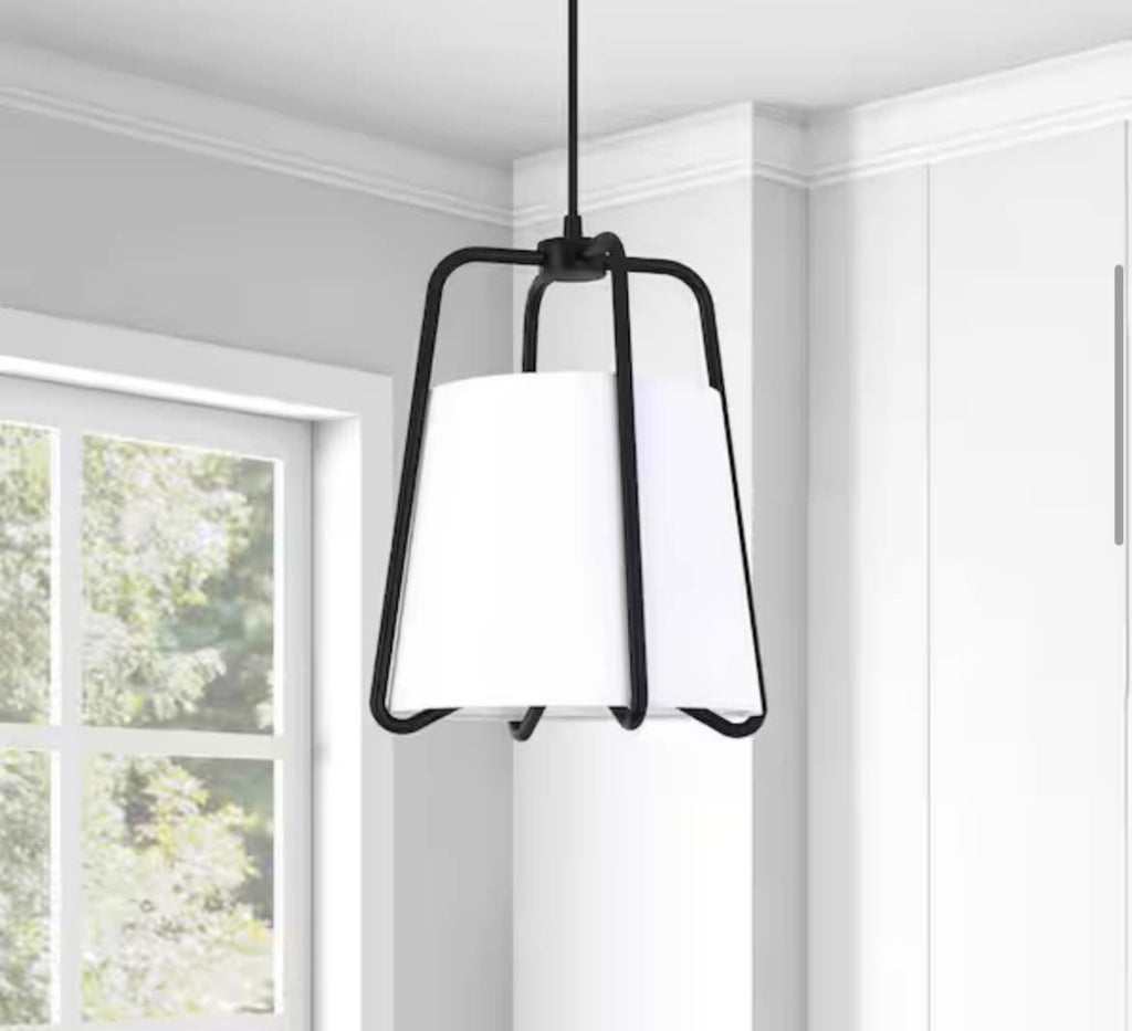 Marduk 1-Light Blackened Bronze Contemporary Fabric Pendant