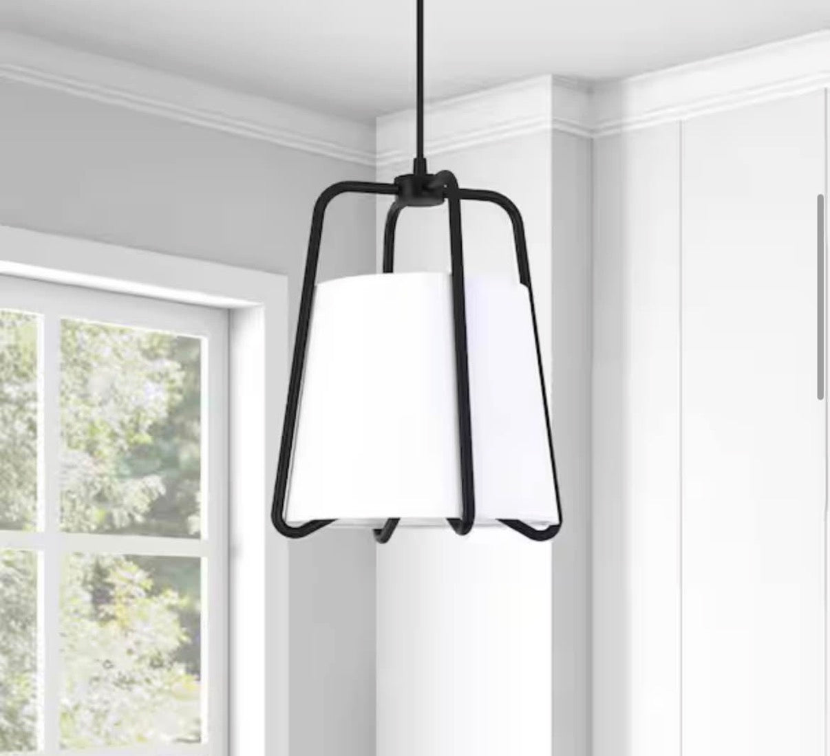 Marduk 1-Light Blackened Bronze Contemporary Fabric Pendant