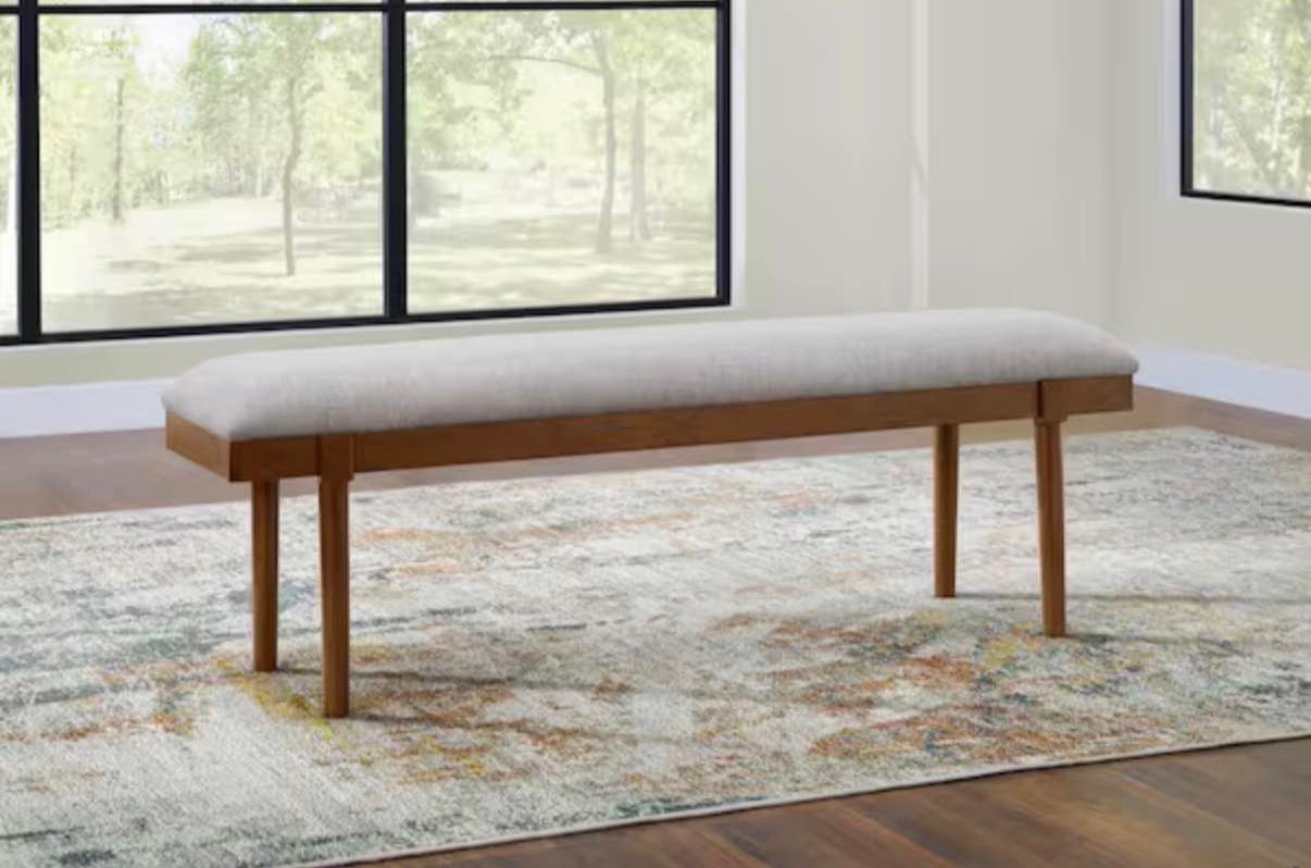 Lyncott Gray/Brown Dining Table Bench Backless