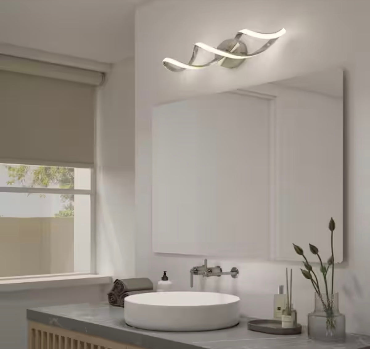 Swirl 26.6 in. Brushed Nickel Integrated LED Vanity Light