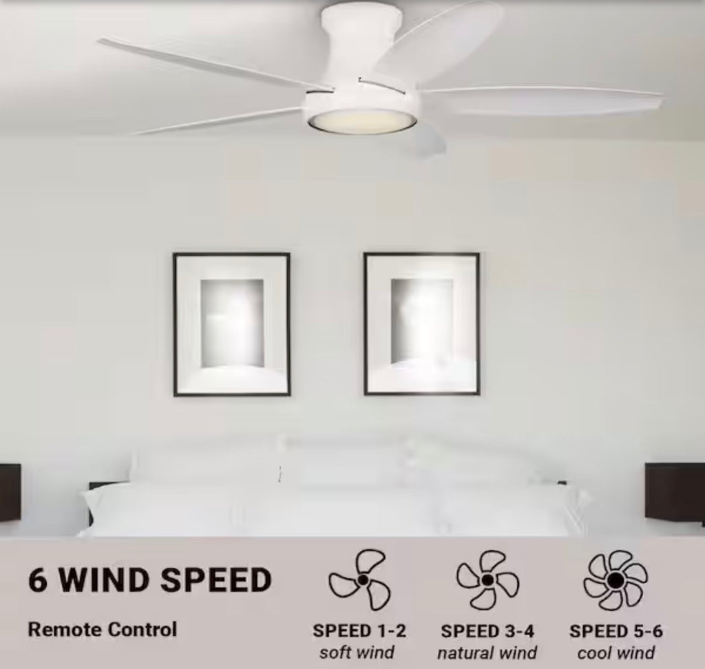 52 in. Flush Mount Ceiling Fan with Adjustable LED light