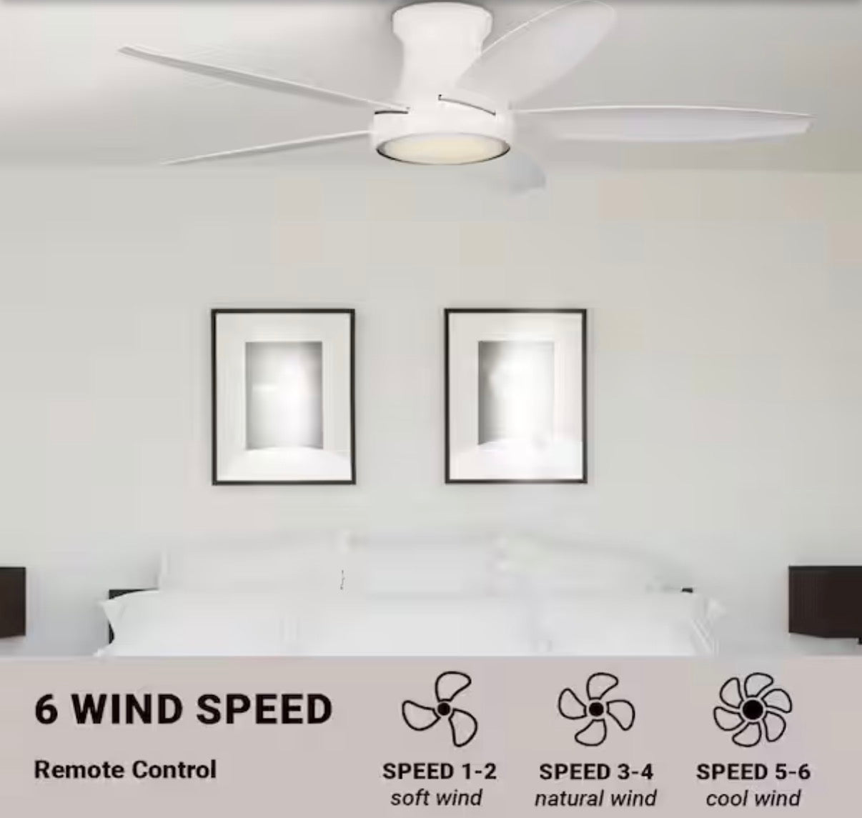 52 in. Flush Mount Ceiling Fan with Adjustable LED light