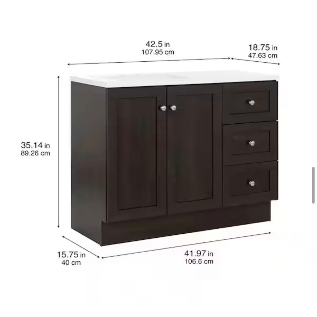 43 in. Single Sink Dusk Freestanding Bath Vanity with White Cultured Marble Top