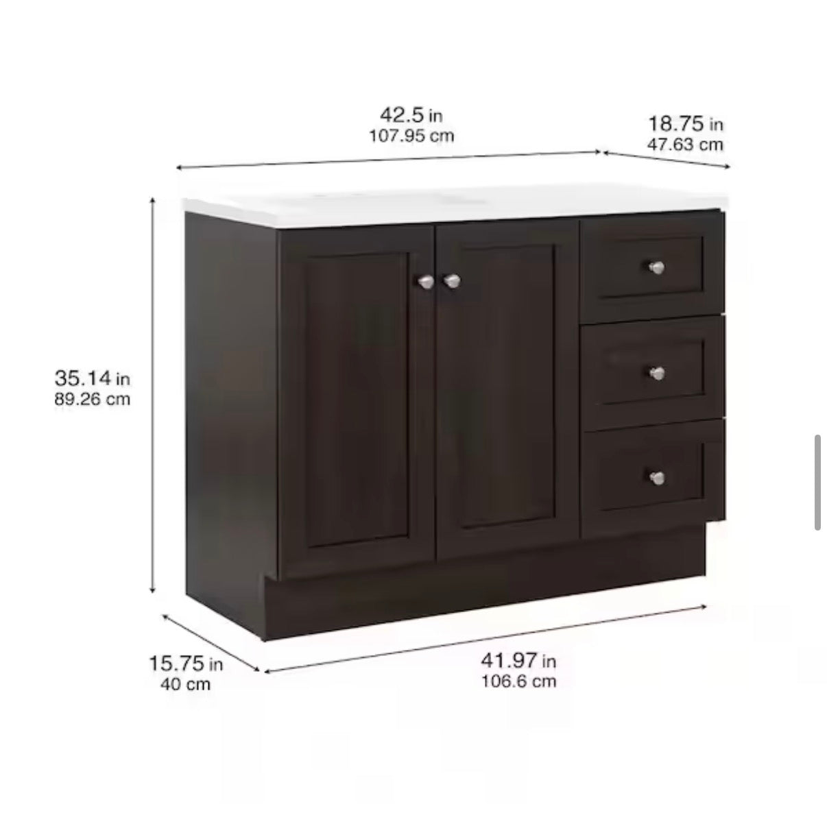 43 in. Single Sink Dusk Freestanding Bath Vanity with White Cultured Marble Top