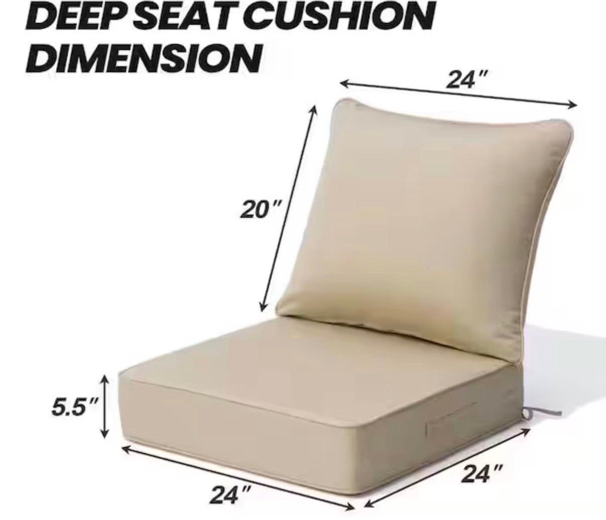 24 in. x 24 in. Sunbrella Deep  Outdoor  Chair Cushion