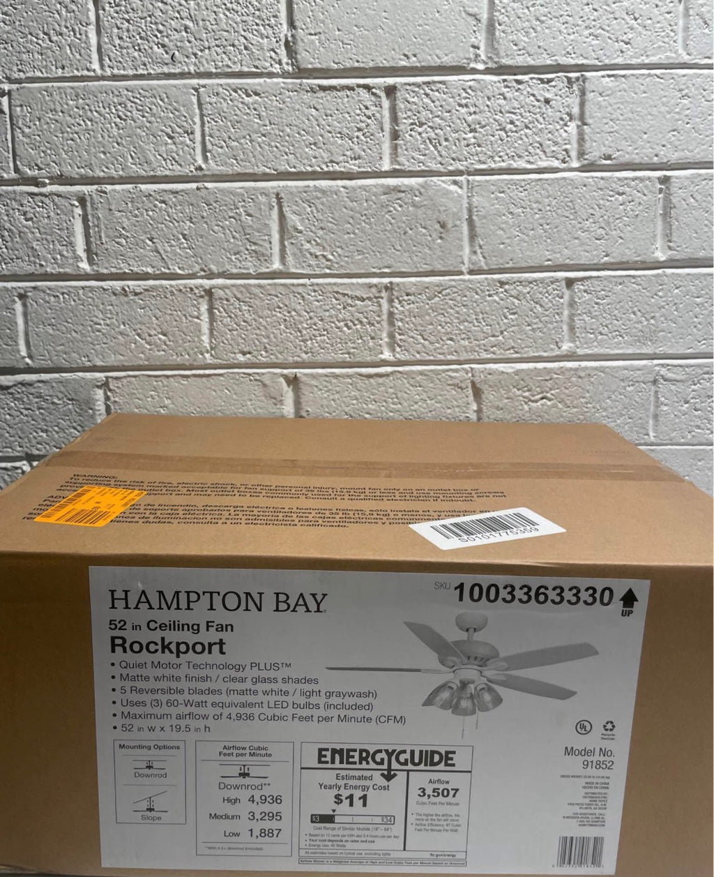 Rockport 52 in Indoor LED White Ceiling Fan