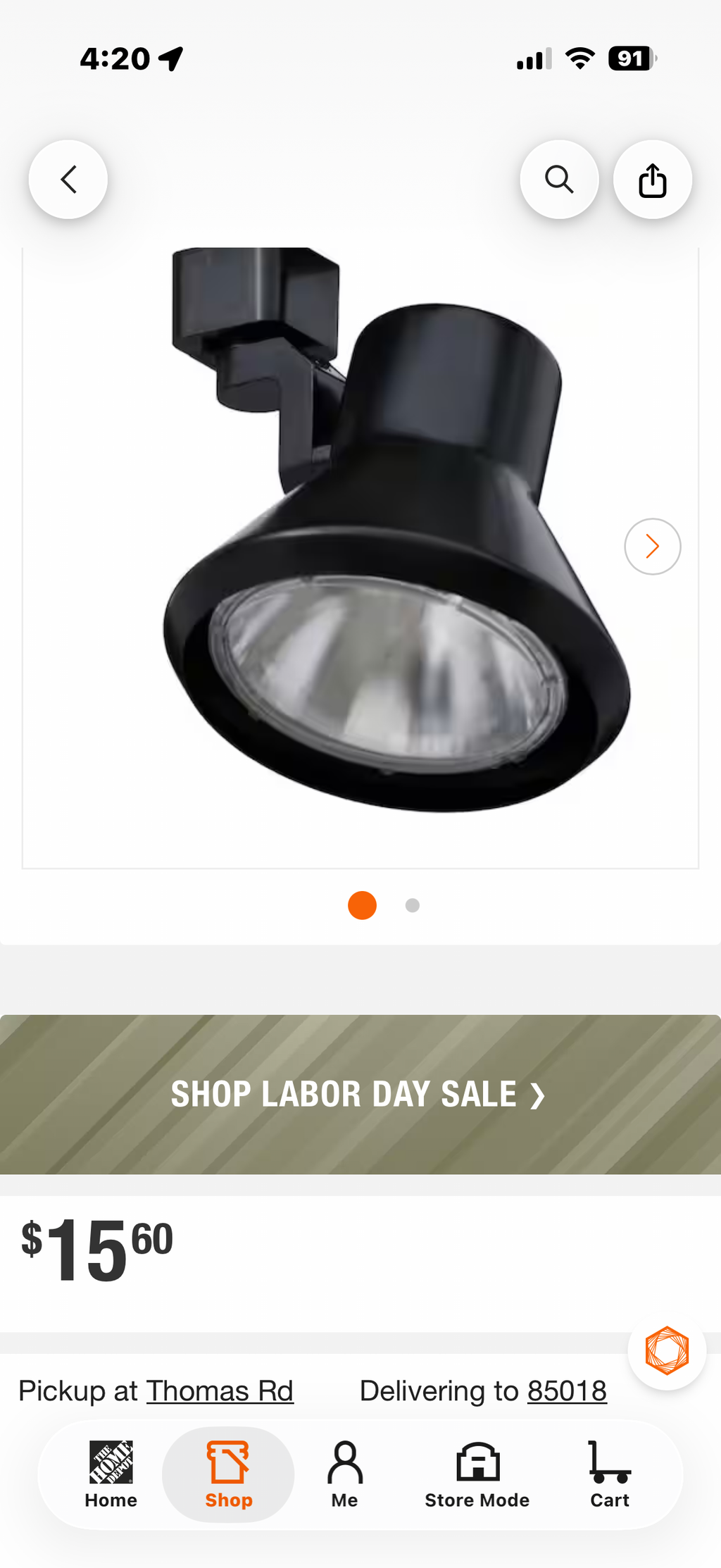 75-Watt Flare Black Track Lighting Head