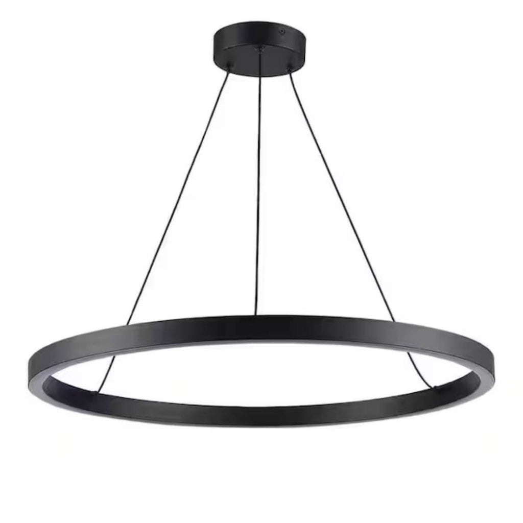 24 in. Integrated LED Black Circular Ring Pendant Light