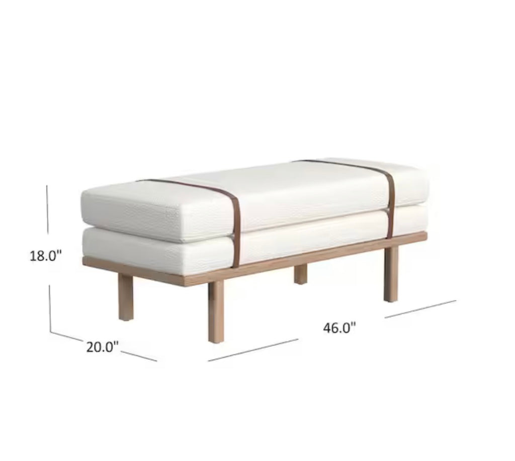 Cream Boucle 46 in. Bedroom Bench
