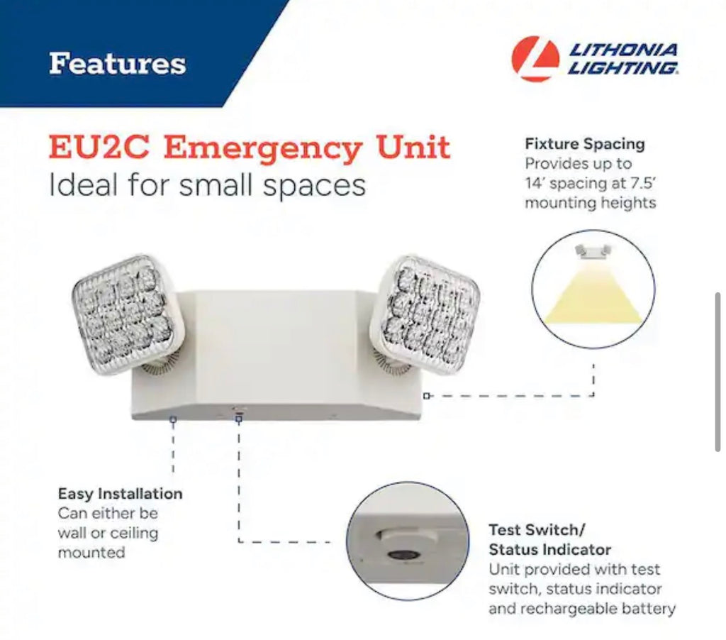 Integrated LED White Emergency Light Fixture with Battery