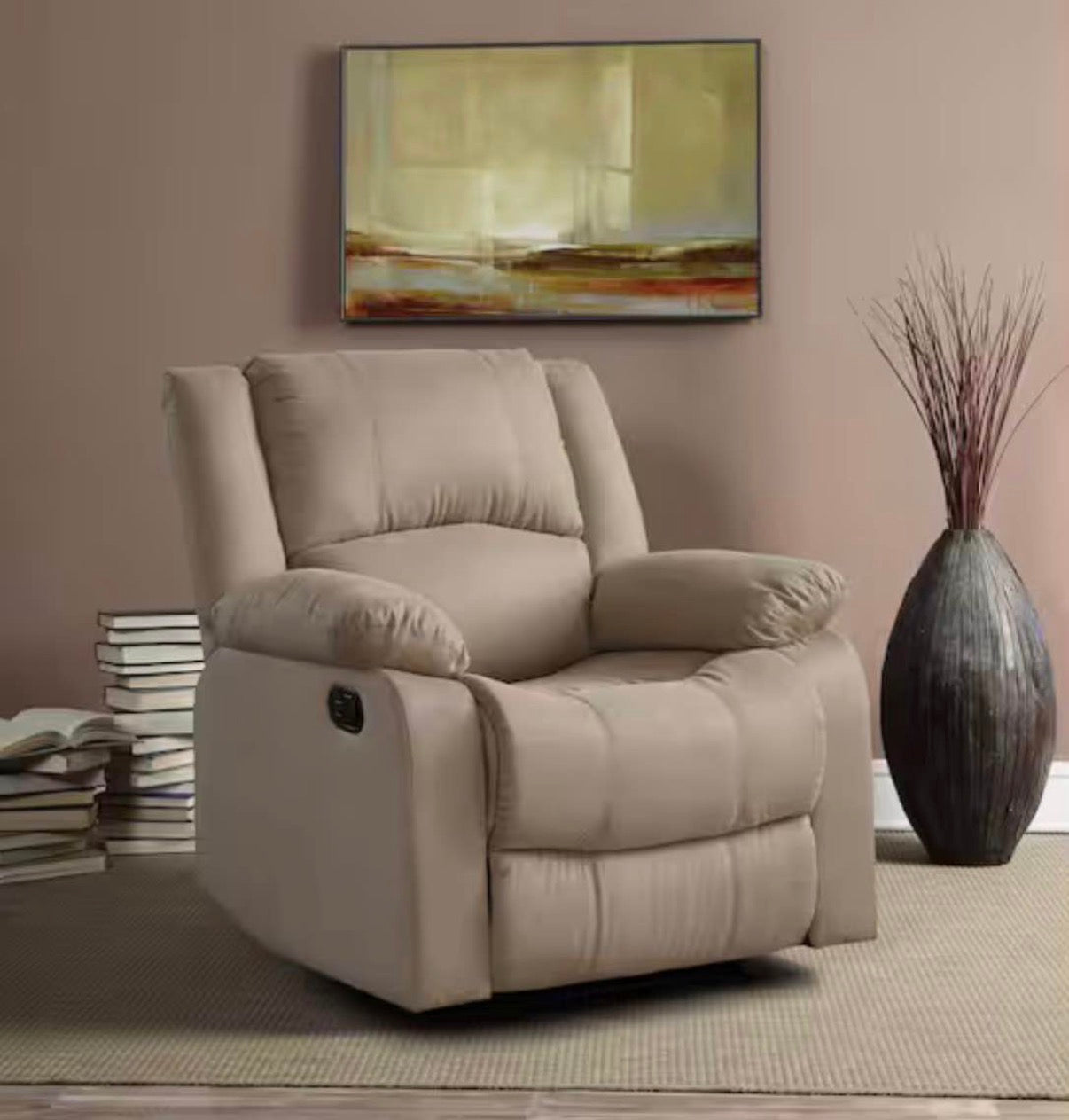 Preston 38 in. Width Big and Tall Beige Recliner