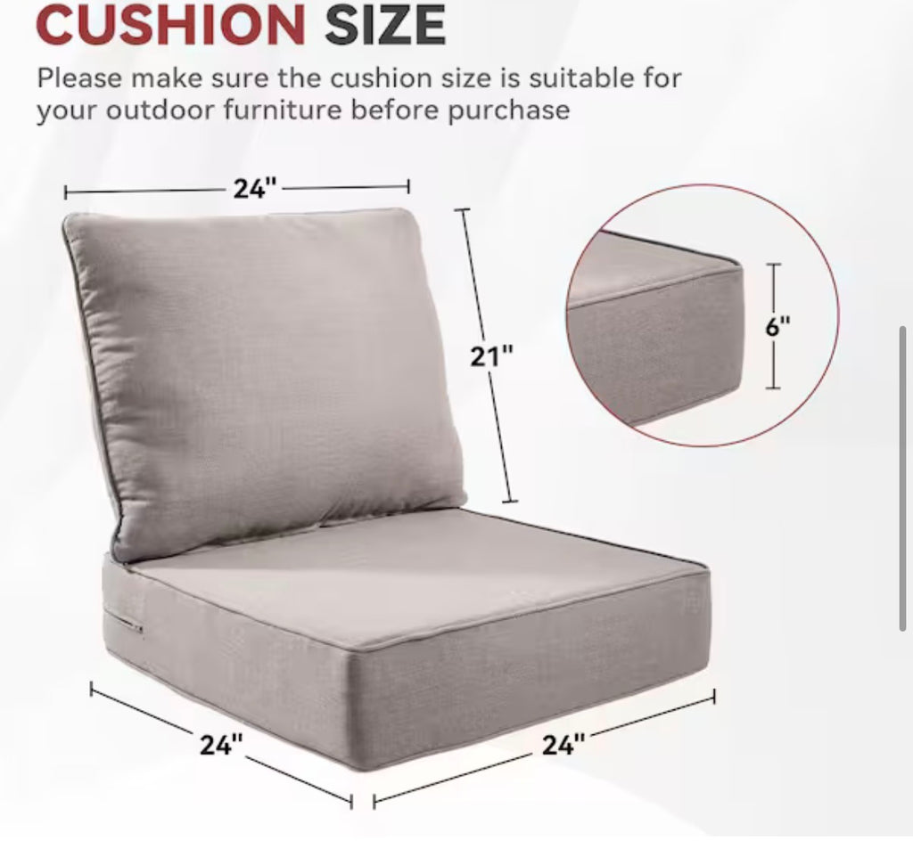 24 in. x 24 in. x 6 in Outdoor Cushion   Beige (3-Set)