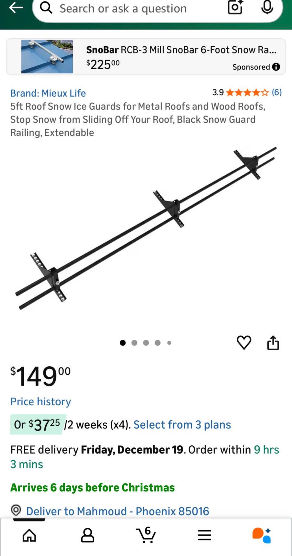 5ft Roof Snow Ice Guards