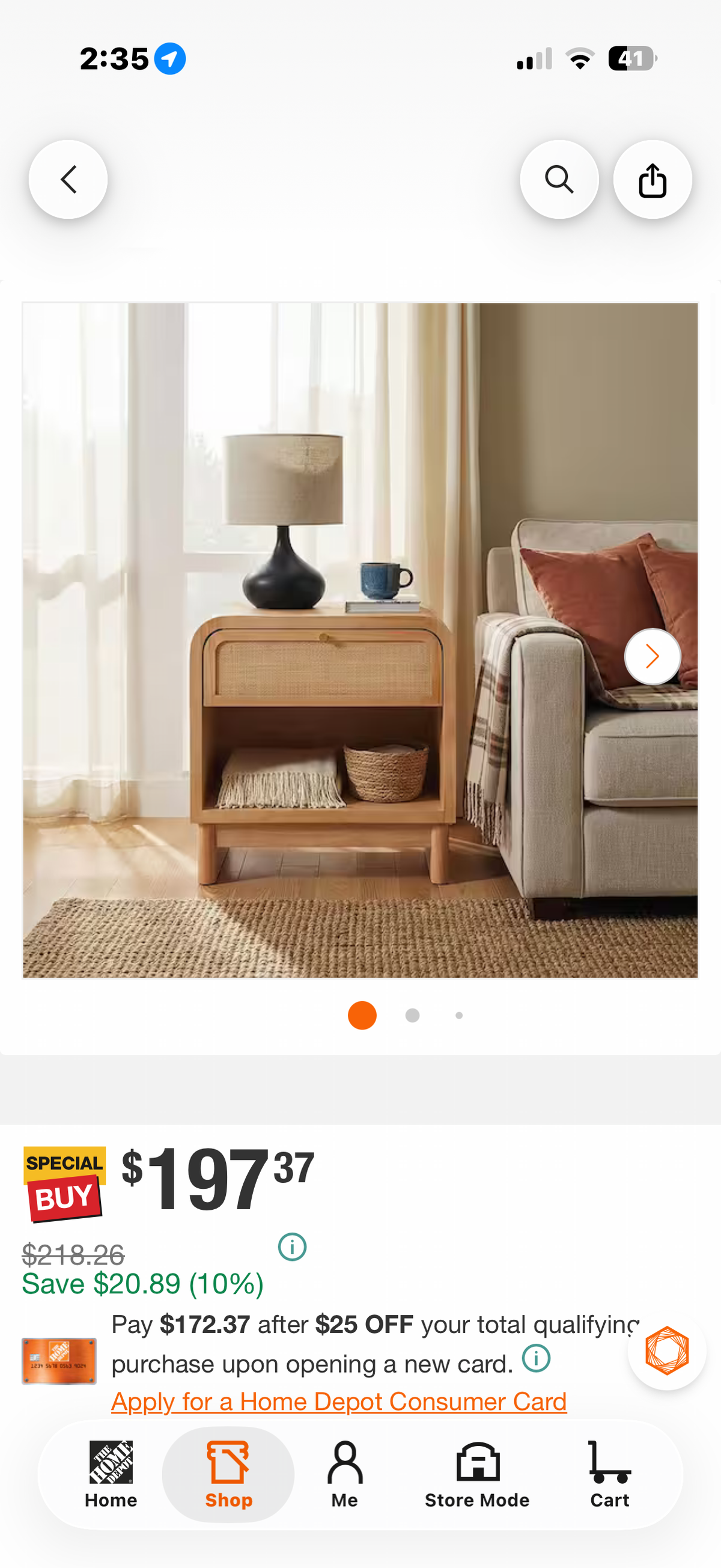 Florence Modern Curved Top Design Nightstand