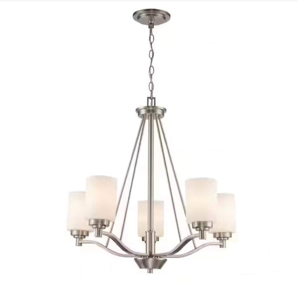 5-Light Brushed Nickel Candle Chandelier Light Fixture
