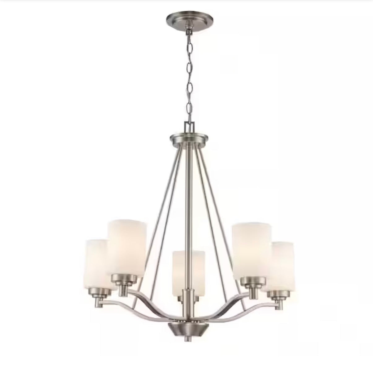 5-Light Brushed Nickel Candle Chandelier Light Fixture