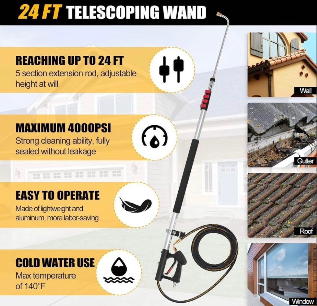 24 FT Telescoping Pressure Washer Wand