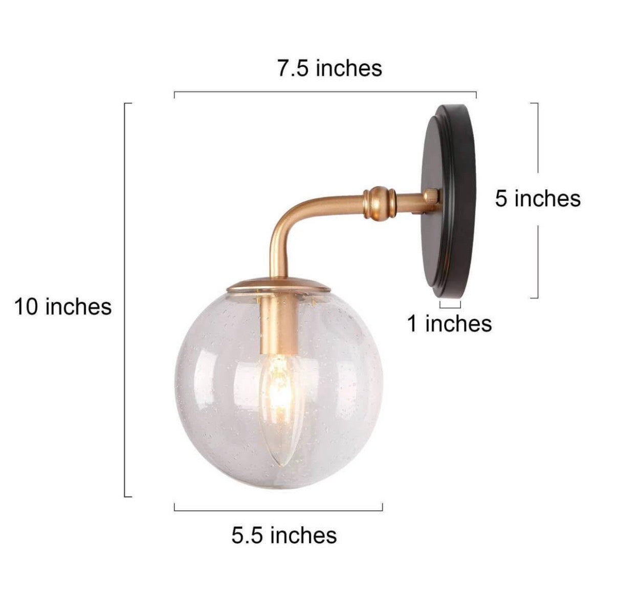 5.5 in. 1-Light Vintage Gold Wall Sconce