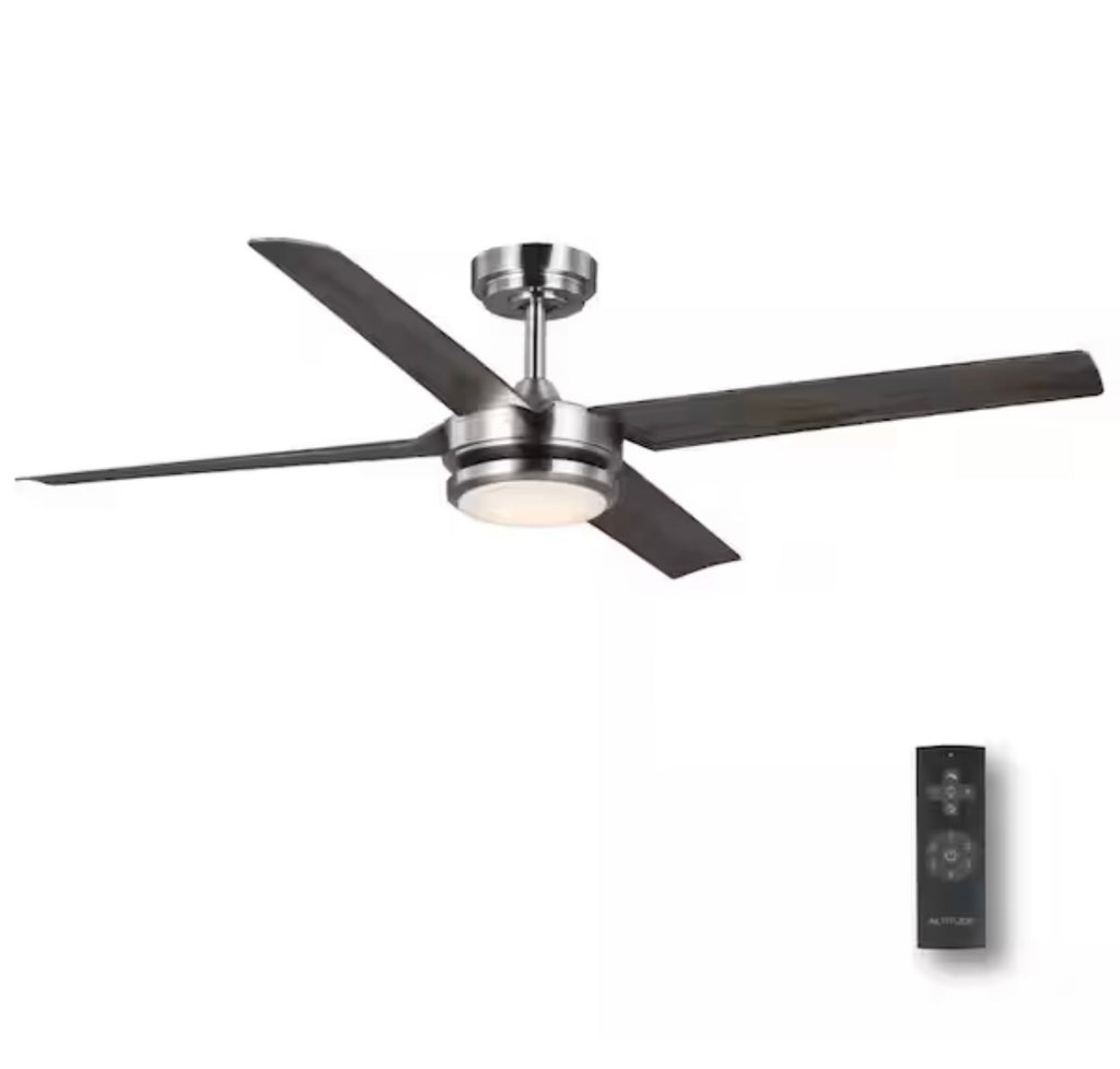 Laritza 56 in. LED Indoor/Outdoor Brushed Nickel Ceiling Fan