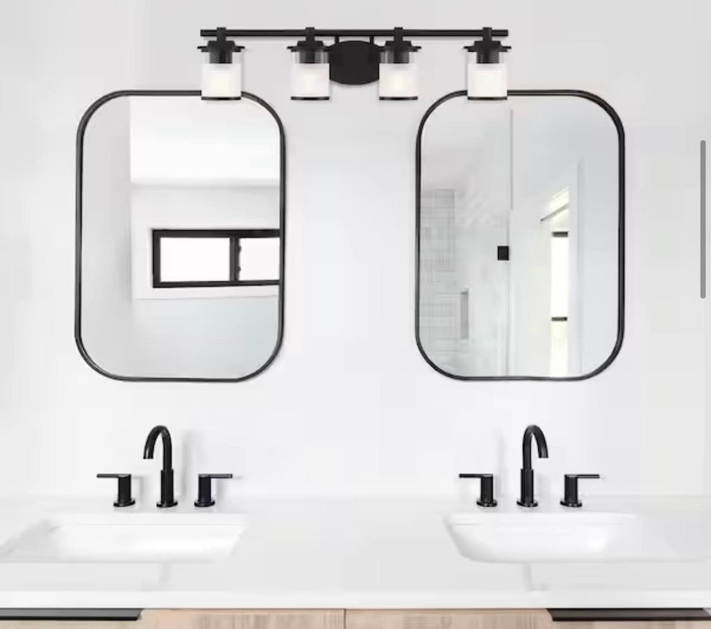32.1 in. 4-Light Matte Black Bath Vanity light