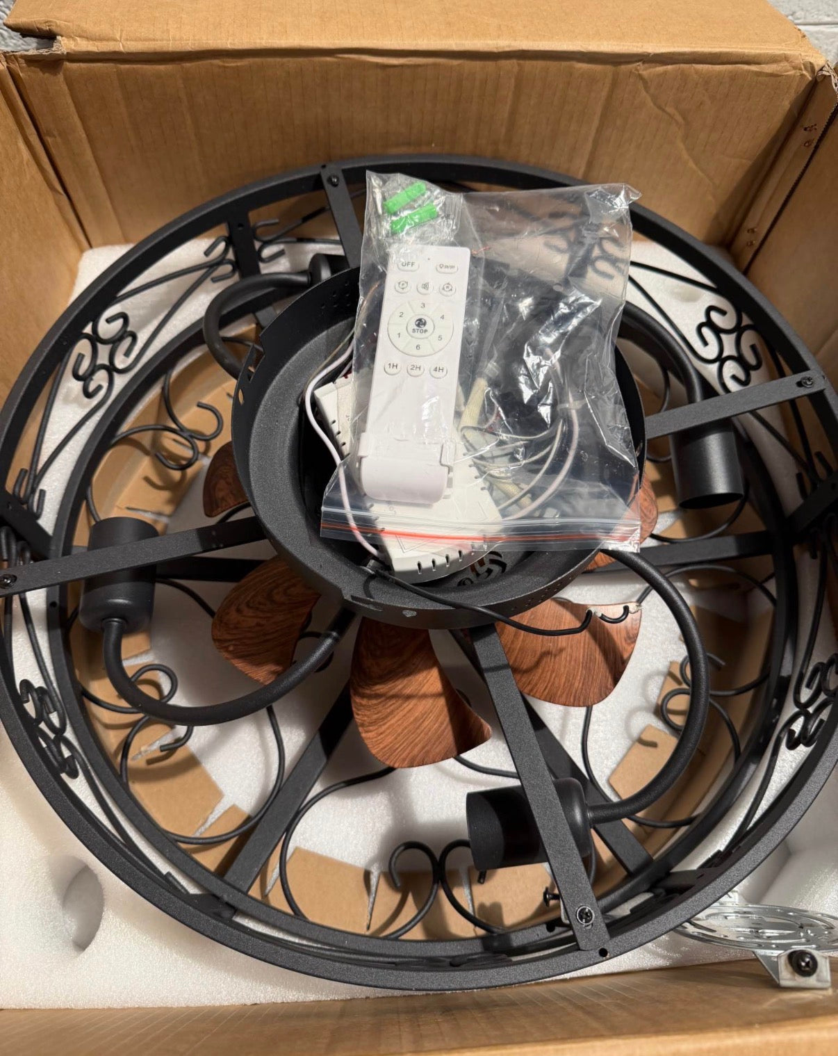 19.6 in. Flush Mount Cage Ceiling Fan with Light