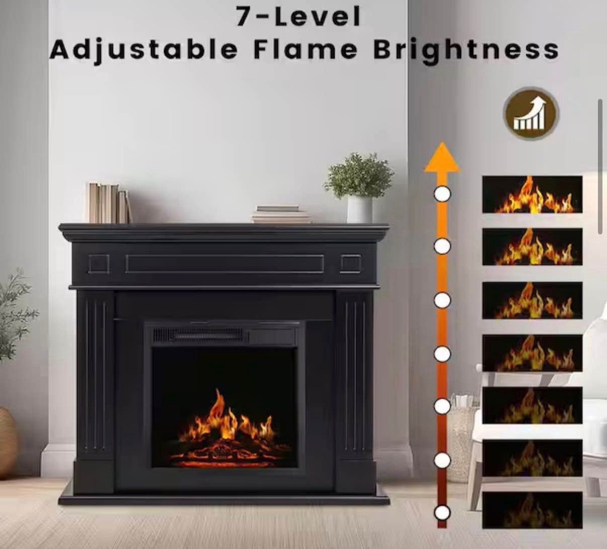 43 in. Freestanding Electric Fireplace in Black
