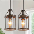Modern Wood Accent Pendant light set of (2)