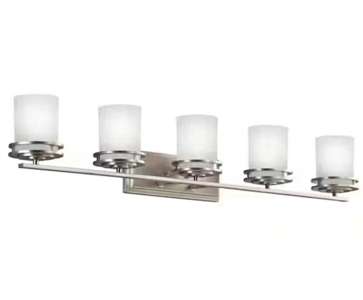 43 in. 5-Light Brushed Nickel Bathroom Vanity Light