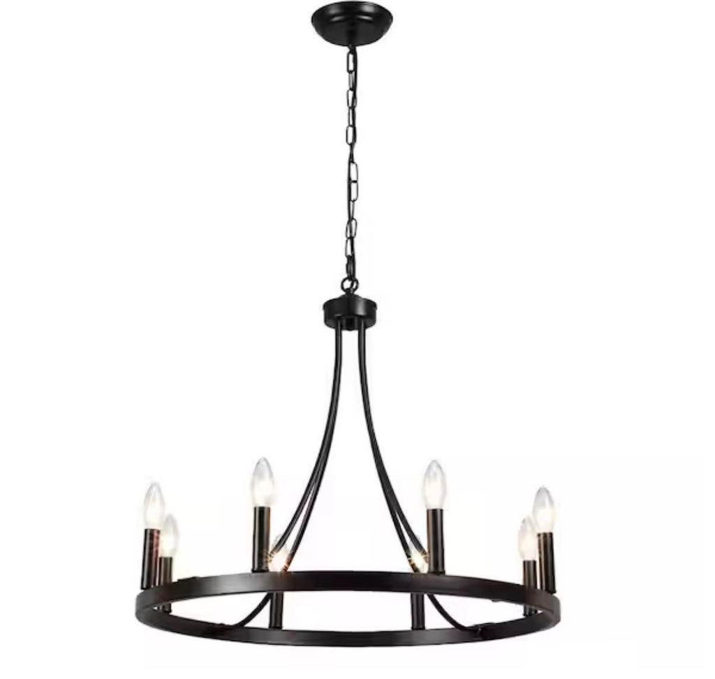 8-Light Adjustable Height Wagon Wheel Chandelier