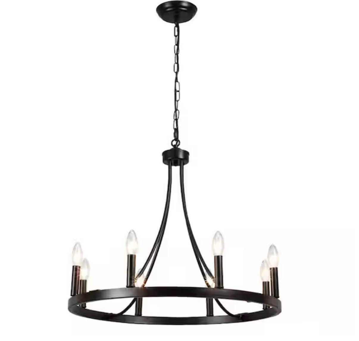 8-Light Adjustable Height Wagon Wheel Chandelier