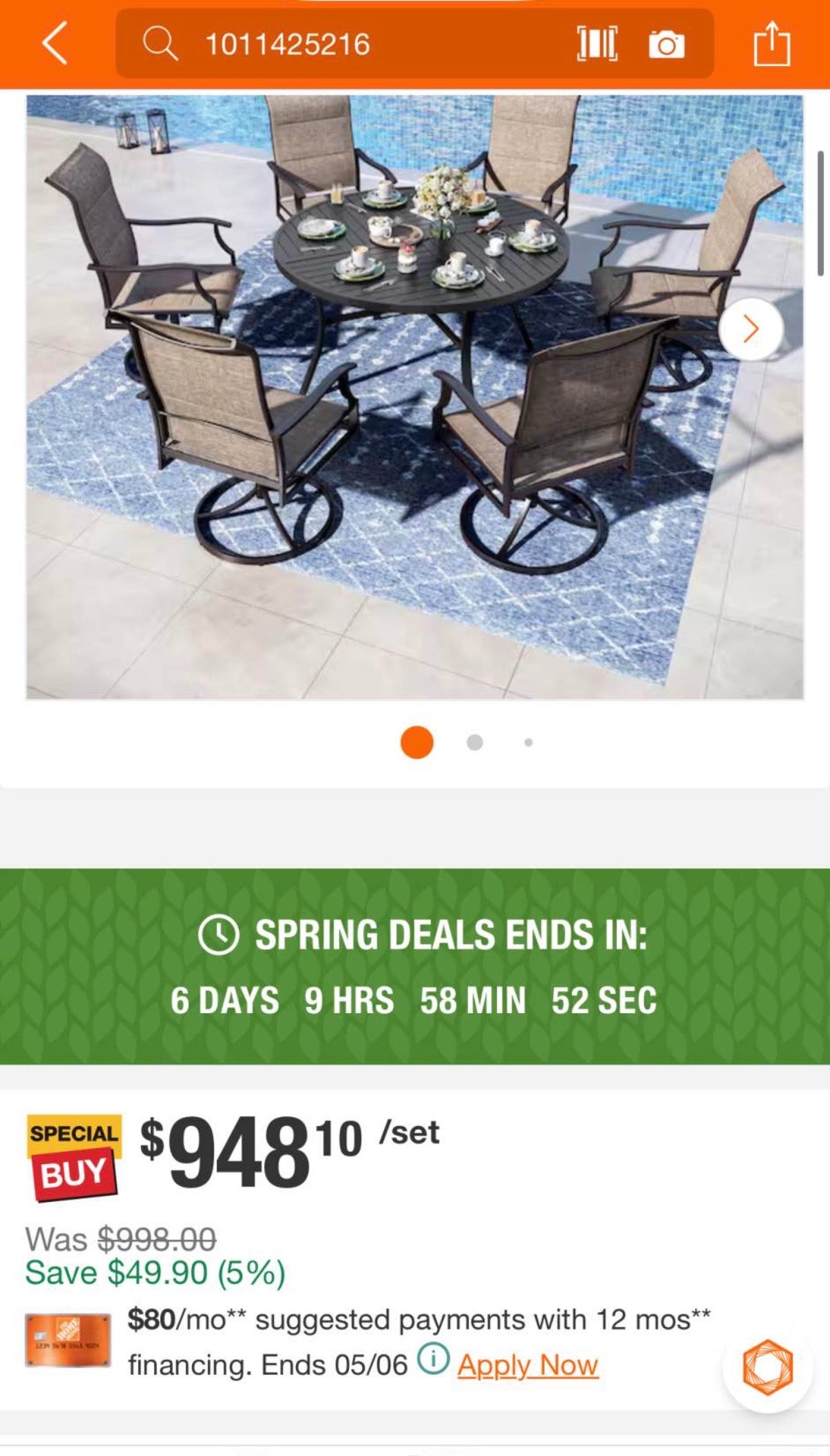 7-Piece Outdoor Patio Dining Set with Swivel Chairs