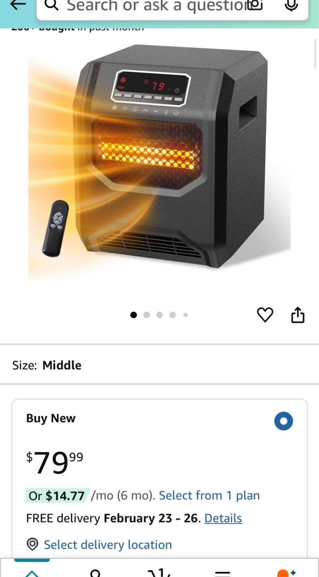 Infrared Space Heater 3 Mode 1500W