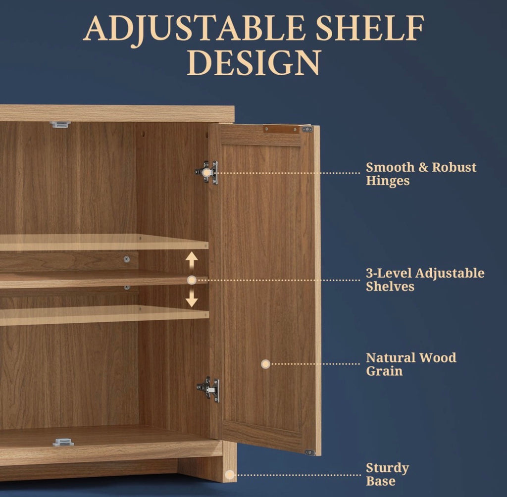 OAKHAM 4-Door Rattan Sideboard Buffet Cabinet